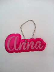 Name Reflective Tag Pendant Keyring Keychain